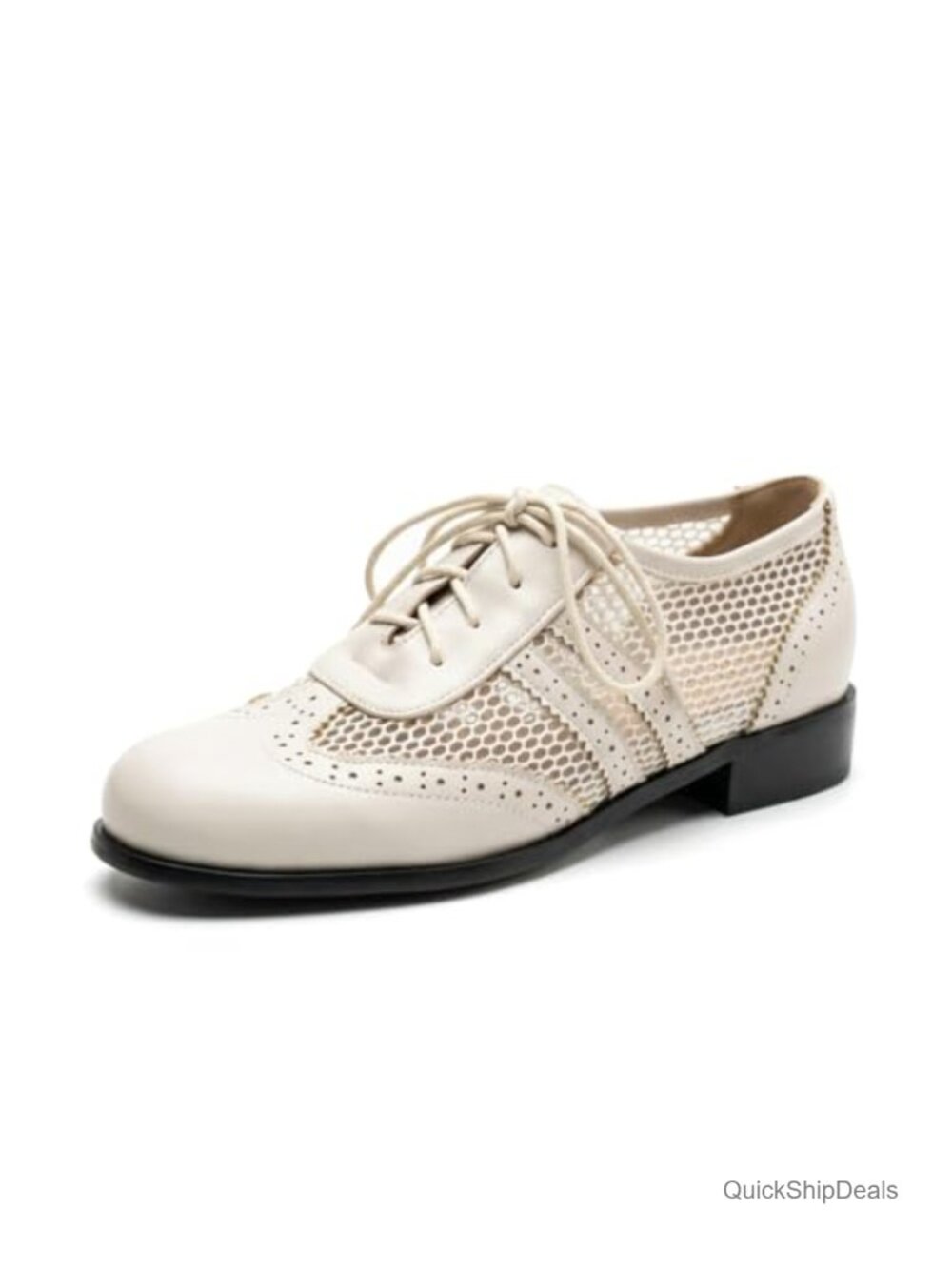 Women's Vintage Saddle Shoes 50s Mesh Brogue Oxfords Low Heel Wingtip